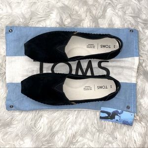 TOMS Black Leather Wrap Espadrille Size 8.
